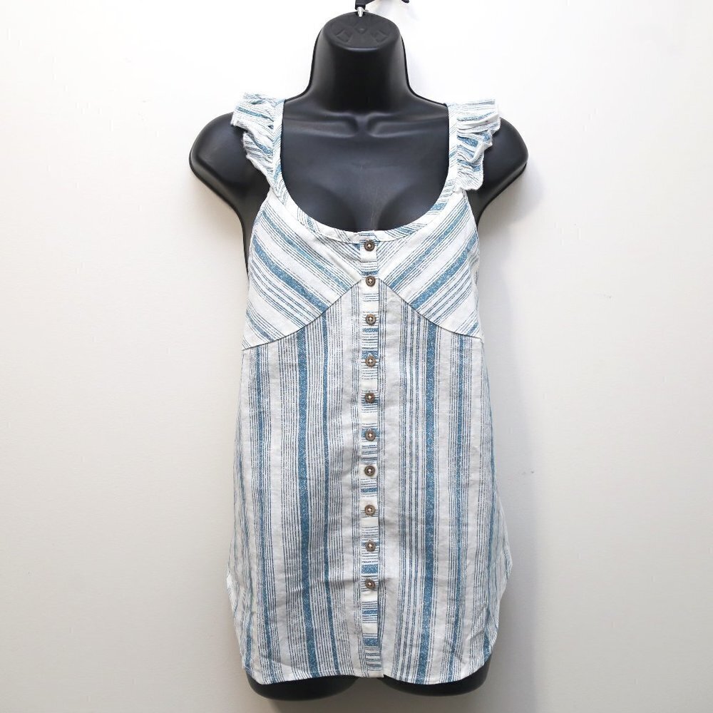 Chaser Beachy Striped Linen Blend Button Down  Camisole Size Medium